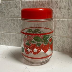 Vintage Strawberry Glass Canister